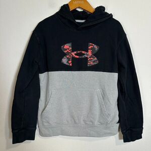 Under Armour Rival Hoodie Boys Size‎ Youth Large Black Gray Fleece Logo